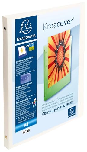 Exacompta - Ref 51189E - Box of 20 Flexible Opaque Binders Customizable 1 Pocket - 4 Round Rings 15 mm - External Dimensions: 32 x 25 cm - A4 File Format - White
