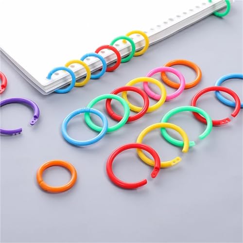 Binder Rings 500pcs Removeable Color Plastic Loose Leaf Binding Ring Clip Coil for DIY Travel Diary(28mm-Orange)