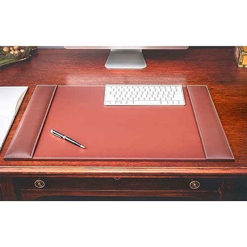 Dacasso Rustic Brown Leather Side-Rail Desk Pad/Desk Protector, 25.5 x 17.25, PR-3202