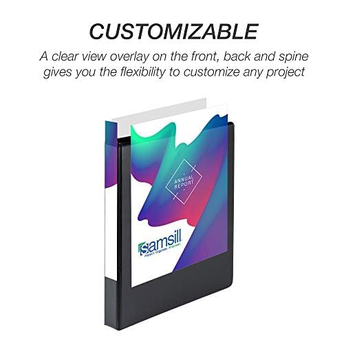 Samsill Durable 1 Inch Binder Black Round Ring Binder/Customizable Clear View Binder/Bulk Binder 24 Pack/Black 3 Ring Binder/One Inch Binder