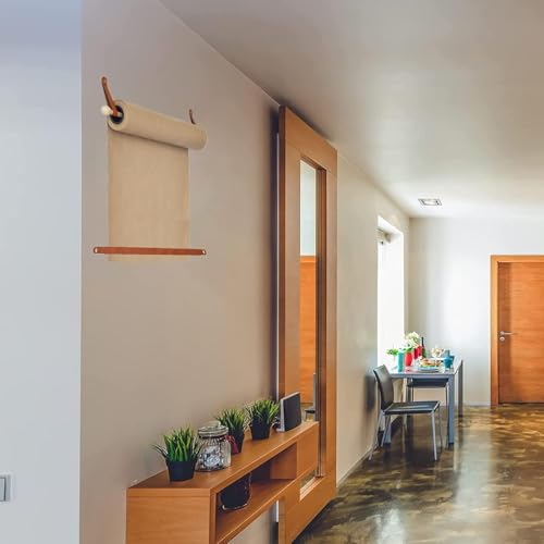 LNNW Kraft Paper Dispenser 45/64 cm Wide Kraft Paper Roll Dispenser, Wall-Mounted Roller Kraft Paper Roll Display, Solid Wood Support Rod Decorative Message Boards for Wall(Kraft Paper Width: 45cm/17.