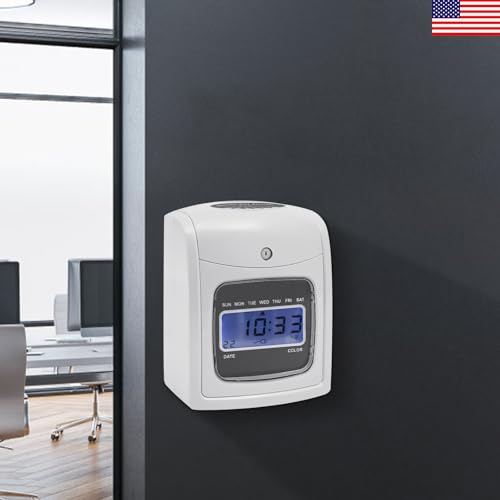 Employee Time Clocks for Small Business, Auto-Align Time Clock Punch Machine with 50-Piece Time Cards
