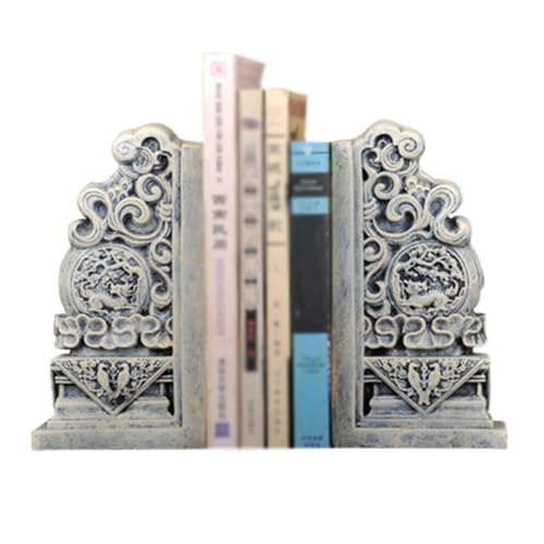 CAOJLjiaxiang-2012 Bookends Vintage Book Ends Book Holders for Heavy Books Desktop Bookends Study Room Tea Room Office Desktop Decoration Auspicious Book Ends