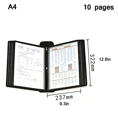 JDXQBLD Wall Mount Reference Display System - Wall Mount Catalog Display Rack, 10 Matching A4 Pockets, Document Presentation Consultation Support, Desktop Flip Display Folder