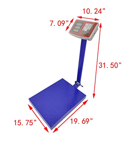 FixtureDisplays® 660 lbs Platform Scale 16x20 Flat Bed with Price Cost Calculator, Floor Heavy Duty Folding Scale, Stainless Steel High-Definition LCD Display, Perfect for Luggages Packages 15306