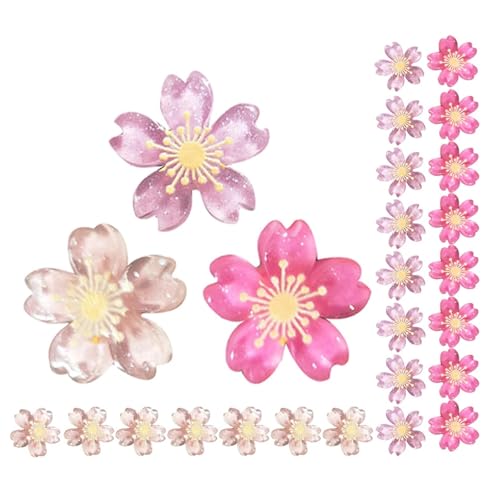 Pins 30 Pcs Pins Resin Thumbtacks Decorative Cherry Blossom Tacks Flat Head for Cork Board Crafts Bulletin Supplies forBulletin Board, Maps, Posters
