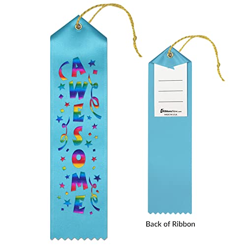 RibbonsNow Fun Award Ribbons - 250 Total Ribbons - 50 Each of Amazing, Awesome, Fantastic, Great Job, and Outstanding with Card & String