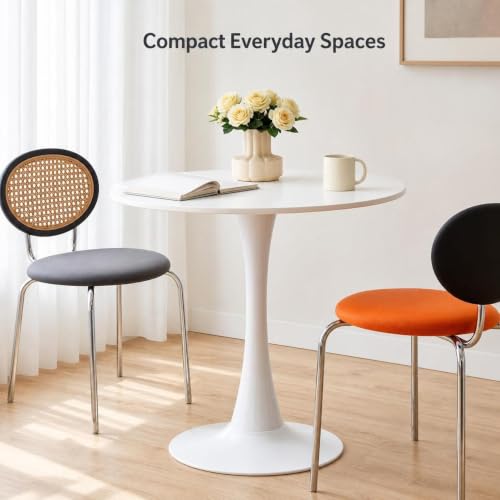 RIXNOMA Round Conference Table with Wooden Base, Modern Compact Office Table for Small Meeting Rooms, Business Meetings, and Office Conference Rooms