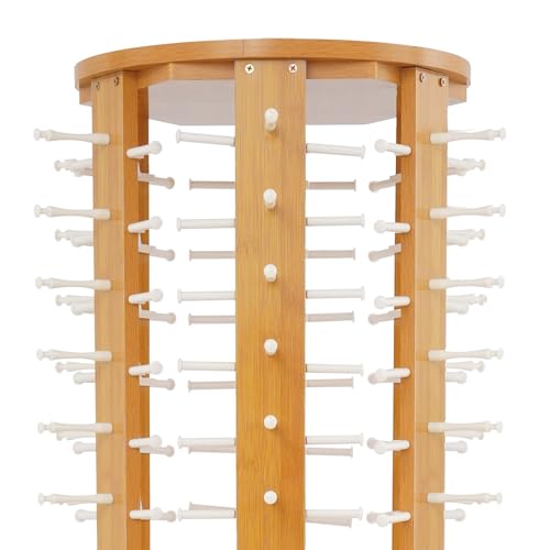 Sunglasses Retail Display Floor-standing Eyeglass Holder, 6-Sided Wood Sunglass Display Rack, 108-Pair Eyewear Holder, 360°Rotating, with Storage Cabinet & 4 Swivel Wheels for Retail Exhibition (Brown)