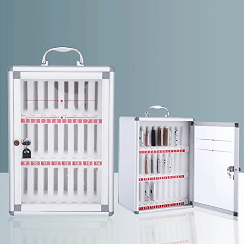 Aluminum Alloy Pocket Chart Cell Phones Storage Cabinet for Cell Phones,Wall-Mounted with A Locked,Can Be Carried by Hand for Office Classroom Factory (Color : Silver, Size : 48)