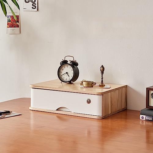 EliteBloom Desktop Organizer Storage Box - Desktop File Cabinet, Desktop Drawer Cabinet with Lock, 1/2/3/4 Tier Wooden Flat File Cabinet Storage, Desktop Storage Cabinet/Data Cabine,A-1 Drawer
