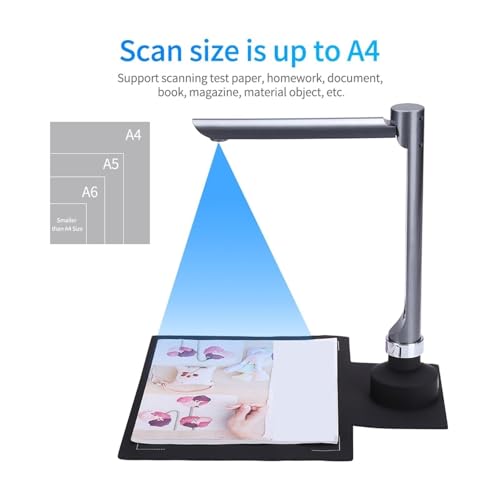 Document Camera, 5MP HD USB Document Scanner, A4 Size Foldable Shooting Camera with LED Light Touch Control for Live Demo