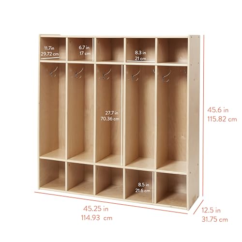 Back2School Express Sleekline 5-Section Storage Coat Locker, Kids Furniture, Natural