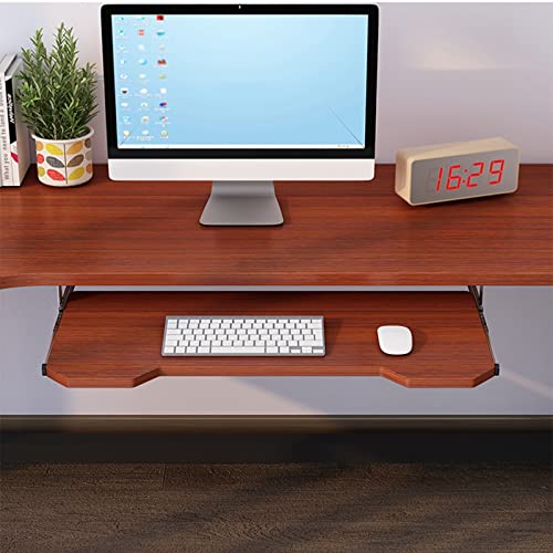 Computer Desk Keyboard Tray Shelf - Under Desk Sliding, Wooden Desk Extender Tray 54/60/70 Cm, With Slide, Pull Out Keyboard Platforms Keyboard Drawer Height Adjustable.A-teak-60*30 cm(24*12 Inch)