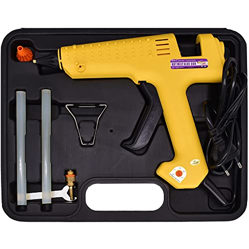 200 Watts Glue Gun Kit, Include 0.43" 11mm Glue Sticks Copper Nozzles Nozzle Covers Aluminium Spanner with Power Switch Full Size Hot Melting Glue Gun, Tool Kit Box, US Plug