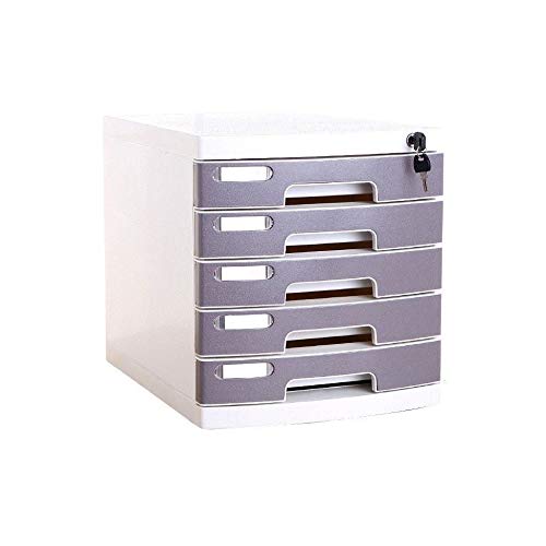 SDVantage Flat File Cabinets, Lockable Drawer-Type Information Cabinet Office A4 Storage, with 5 Drawers Grey (Large 5)