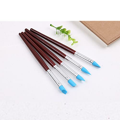 HBJWOV 5pcs Rubber Silicon Tip Paint Brushes for Watercolor Oil Painting Shaping Carving Tool Sculpture Clay Tools