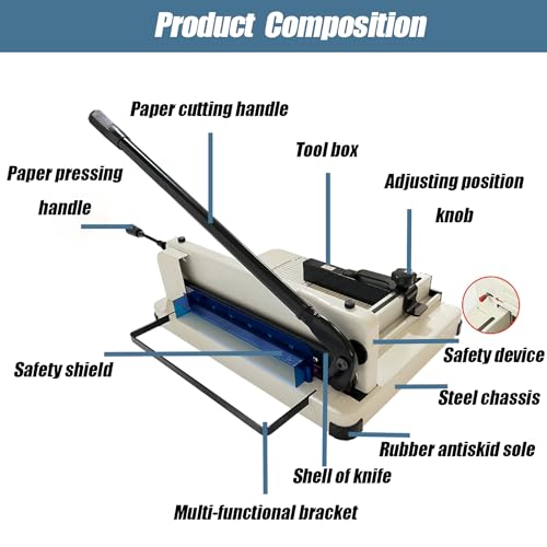 TECHTONGDA A4 Manual Paper Cutter 12.2in Heavy Duty Stack Paper Cutter, Guillotine Trimmer Max. Cutting Thickness 1.57in with Security Lock for Offices Schools Printing Shops