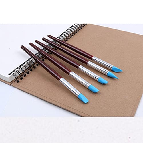 HBJWOV 5pcs Rubber Silicon Tip Paint Brushes for Watercolor Oil Painting Shaping Carving Tool Sculpture Clay Tools
