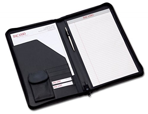 Dacasso Deluxe Zip-Around Portfolio - Legal Size, Black (E1003)