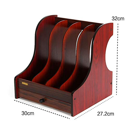 AFPSDLFJDLS Wooden Desktop Shelf 4 Sections Magazine File Document Folder Book Frames Dividers Cabinet Shelve Display and Storage Organiser for Home or Office