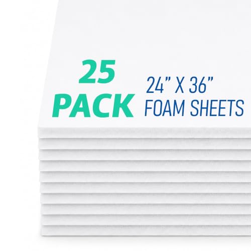 Flipside Products White Foam Board 24” x 36” - Premium Double-Sided with White Foam Core, 3/16" Thick - Photography Mounting, Art Projects, Presentations, Display & Signage – Pack of 25