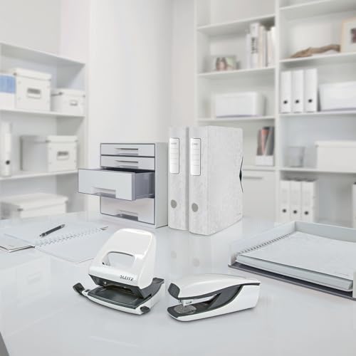 Leitz A4 Flexible Cover Notebook, White Wire Bound, 80 Sheets, Squared Paper, 90 gsm Ivory Paper, Wow Range