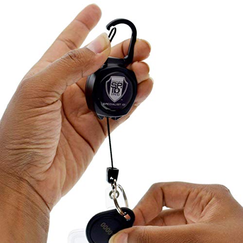 Bulk 25 Pack - Heavy Duty Retractable Badge Reels w ID Holder Strap & Keychain - Strong Sidekick Carabiner Belt Loop Clip - Retracting Lanyard w Kevlar® Cord for Keys & Access Cards by Specialist ID