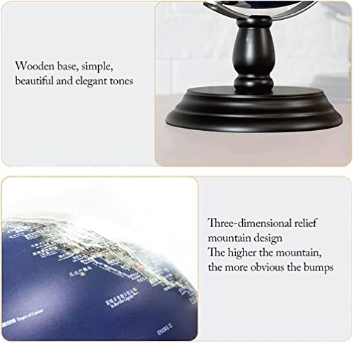 POCHY Practical Globe 9.8" World Globes Wood Base Illuminated Geographic World Globe Bilingual Educational Globe for Home Decoration Beautifully Decor