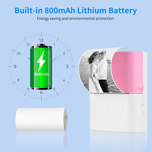 HBCDAAQ Mini Wrong Question Printer Portable Pocket Thermal Printer Photo Text Web Printer Inkless Printing(Blue)