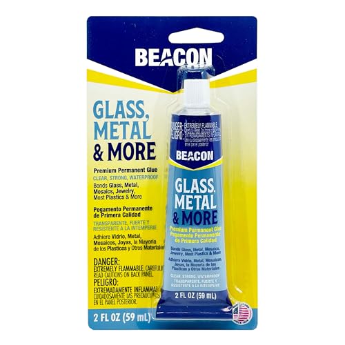 BEACON Glass, Metal & More - Premium Permanent Glue for Jewelry, Outdoor Projects & More - Bond Glass, Metal, Plastic Effectively, Weatherproof, Dries Clear, 2-Ounce, 6-Pack