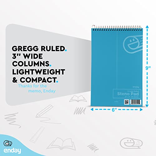 Enday 24 Pack Steno Pads Spiral 6 x 9 Gregg Ruled White Paper, 80 Sheets (160 Pages), Bulk Steno Notebooks for Writing Notes in Office, School, College, University, Colorful Covers