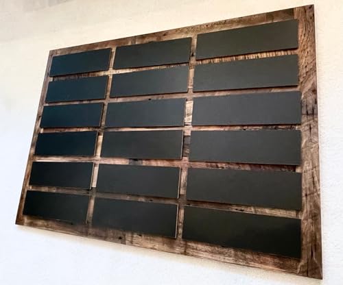Classy Menu Chalkboard System in 48" x 34” Genuine Reclaimed/Barn Wood Frame. 18 Peel-and-Stick REPOSITIONABLE Black Boards. Menus, Lists. Restaurants, Office, Homes. for Regular and Liquid Chalk.