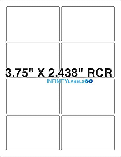 200 Laser Label Sheets, Standard White Matte Paper 3.75in. x 2.438in. Supplied 8 Labels Per Sheet.