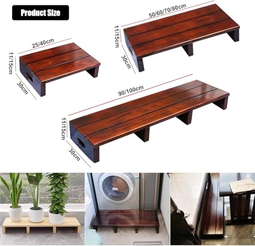 Wooden Step Stool - Non-Slip Mat Included, 1-Step Portable Stool for Adults, Kids & Seniors | Indoor/Outdoor Use for Bathroom, Kitchen, Bedroom