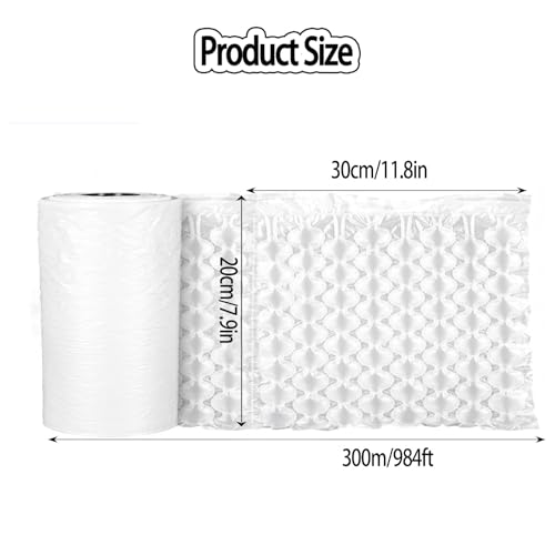 PweKzxt Packaging Roll of Bubble Wrap Air Bubbles, Bubble Wrap Roll,Inflatable Gourd Film, Machine Required,985ft/300m/Roll,Air Cushion Film Rolls Nomachine-20cm*300m*2