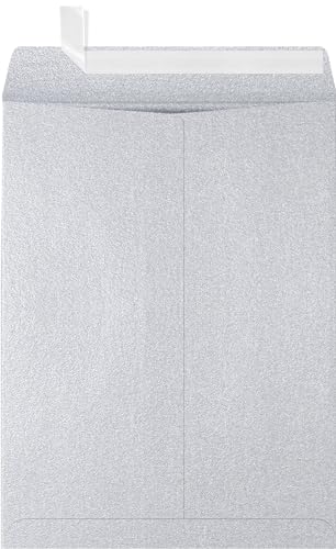 LUXPaper 9 x 12 Open End Envelopes | Peel & Press | Silver Metallic | 80lb. Text | 50 Qty