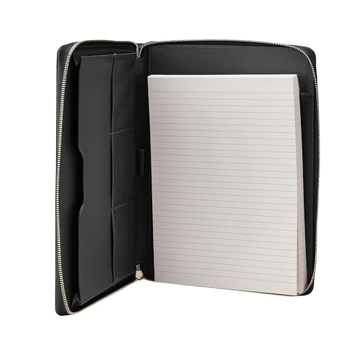 Gallaway Leather Genuine Leather Zippered Portfolio Organizer, Black