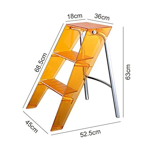 LWJQRSP 3 Step Ladder Folding Step Stool for Adults, Portable Acrylic Stool with Ladder, Adult Step Stools Foldable Stool for Home Office