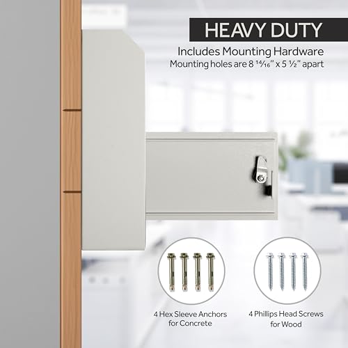 Durabox Drop Box Deposit Safe 12 x 4 x 15” Heavy Duty Steel Wall Mount Mailbox for Mail, Letters, Checks, Keys, Cash and more for Home, Office & Commercial Use (W500) (Gray)