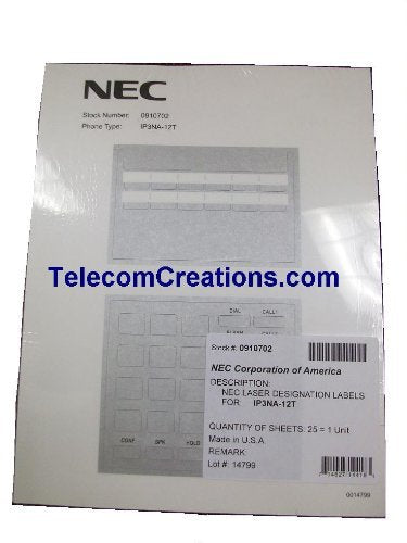 NEC DESI Laser Labels for the IP-12e & DG-12e Phones / Part# 0910064 IP3NA-12TIXH & Part# 0910044 IP3NA-12TXH ~ Stock# 0910702 ~ DESI IP3NA-12T