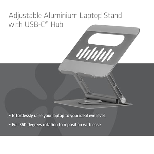 Club3D CSV-2554 Adjustable Aluminium Laptop Stand with USB-C® Hub