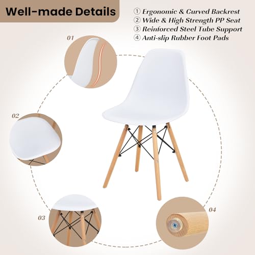 Tangkula Dining Table Set for 4, Round Kitchen Table and Chairs Set of 4 with Ergonomic Seat & Solid Wood Legs, 5-Pieces Modern Dining Set for Kitchen and Living Room