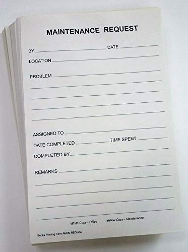 Maintenance Request Forms on 2 Part Carbonless Paper (Pack of 500)