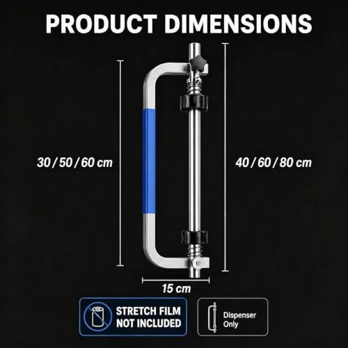 Stretch Film Dispenser Locking Collars and Side Grip,Handheld Pallet Wrapper and Film Winding (50cm)