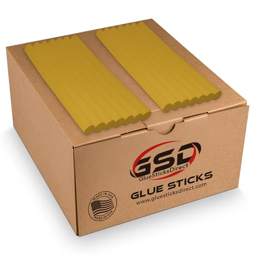 GlueSticksDirect Full Size Hot Melt Glue Sticks for Glue Gun - Bulk 4in Gold Metallic Faux Wax - Great for Hot Stamping - 7/16" X 4" (Approx 225 Sticks, 5lbs Pack) - Made in USA
