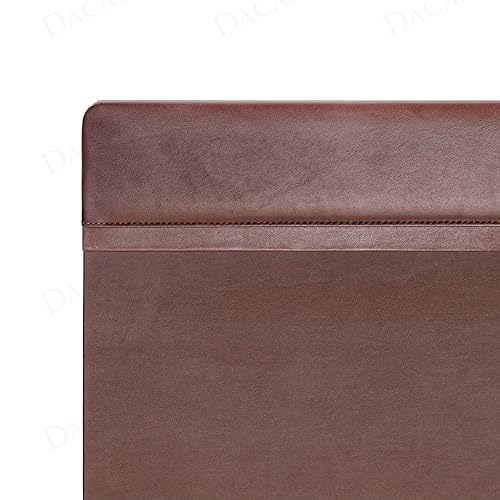 Dacasso 34" x 20" Chocolate Brown Leather Desk Pad with Top Rail - Executive Desk Surface Protector - Luxury Leather Blotter for Writing