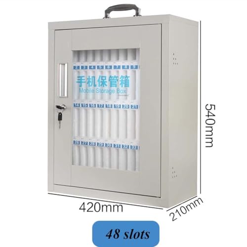 Wall-mountable Cell Phone Locker, Portable Cell Phone Safe Deposit Box with Lock Translucent Mobile Phone Safe Box for Enterprise, Company, Classrooms(48 Slots)