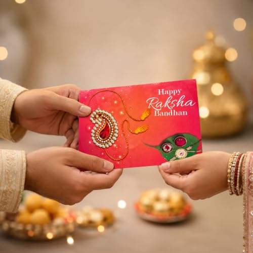 LOVENSPIRE Bulk Rakhi Greeting Card Set for Brother and Sister – Traditional Raksha Bandhan Modern Printed Gift Card, Protection & Good Luck For Sibling Bond 50Pcs