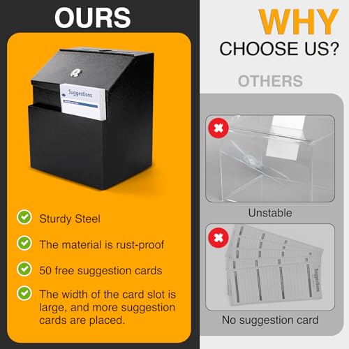LINSIRON Suggestion Boxes with Slot and Lock,2 Pack Metal Donation Boxes